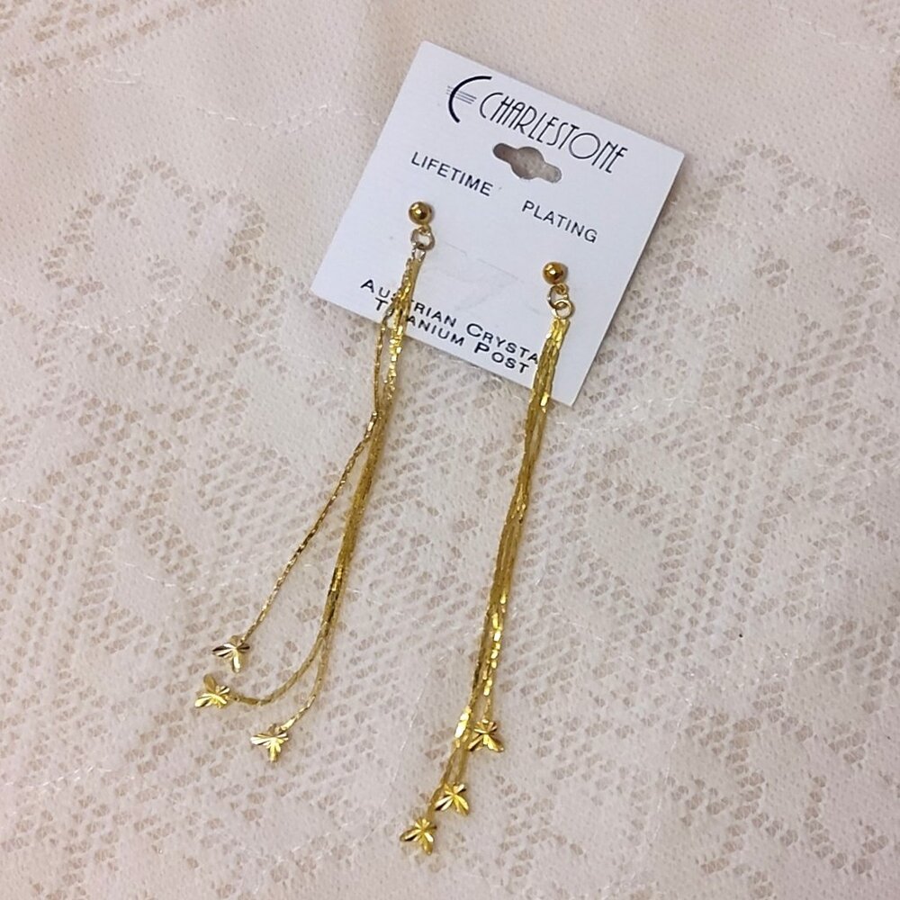 NEW Gold Butterfly Charm Long Drop Dangle Earrings Women Fashion Jewelry Gifts